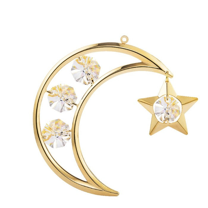 24K Gold Plated Crescent and Star with Swarovski - Image 4