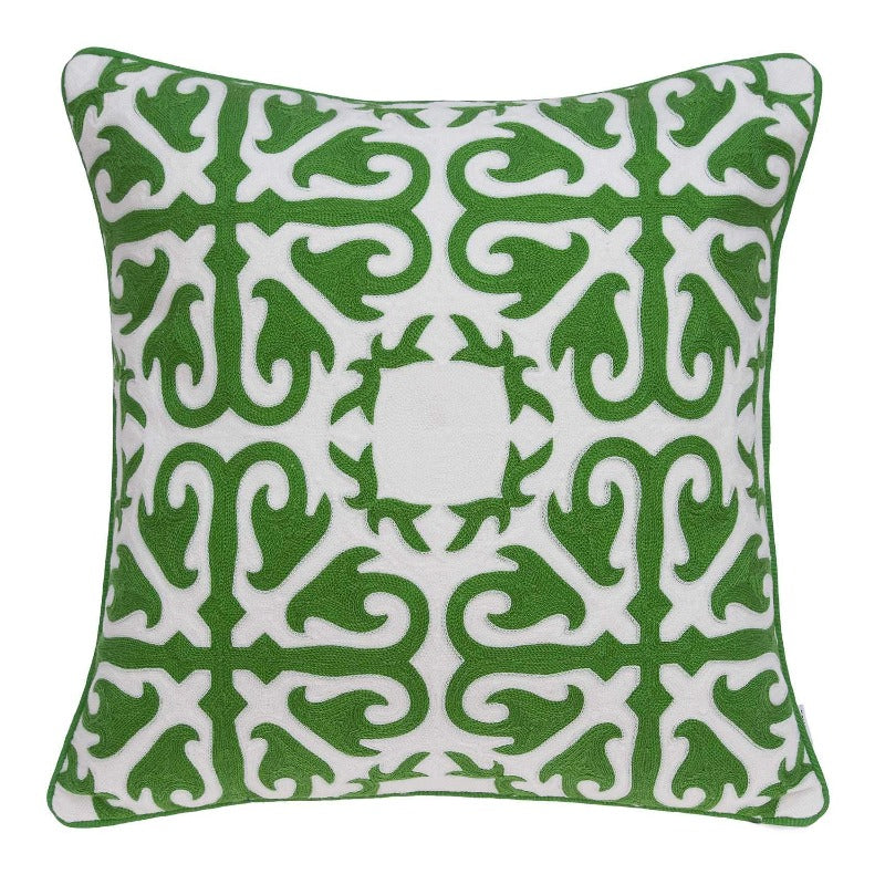 Traditional Green and White Accent Pillow 20"x20"