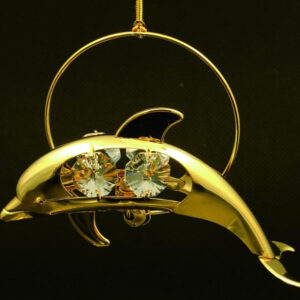Alternative view of 24K Gold/Silver Plated Dolphin with Swarovski